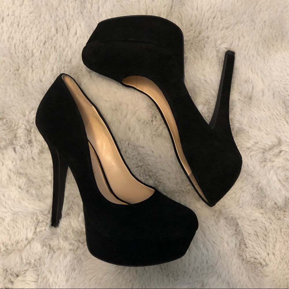 Jessica Simpson Meave Black Suede Platform Pumps